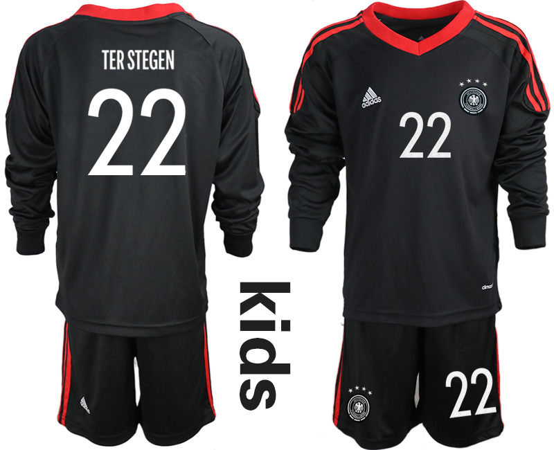 Youth 2021 European Cup Germany black Long sleeve goalkeeper #22 Soccer Jersey->germany jersey->Soccer Country Jersey